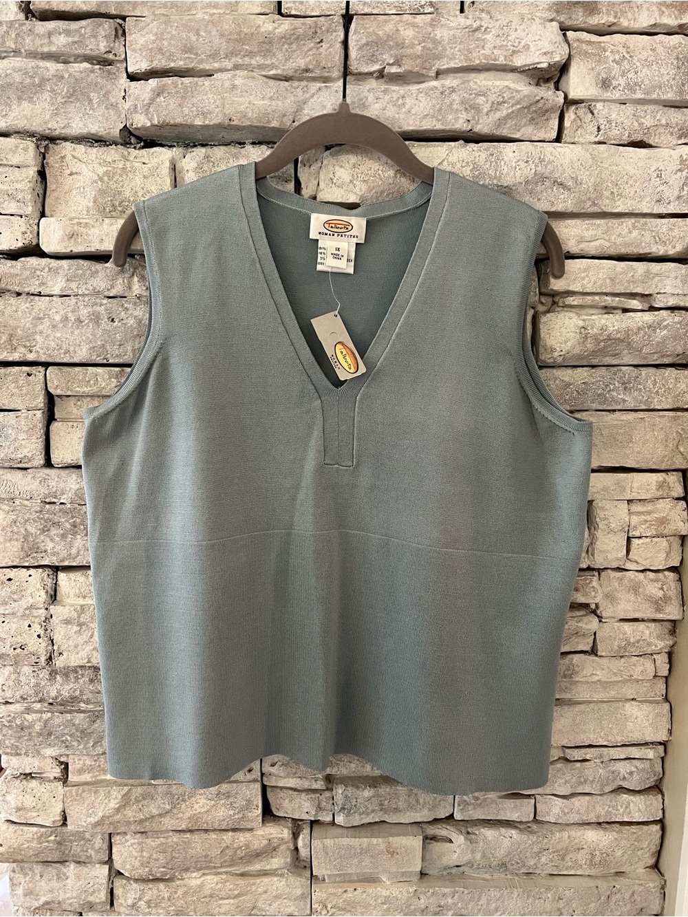 Talbots Silk Blend Sleeveless V-Neck Knit Tank Top Womens Size 1X Petite